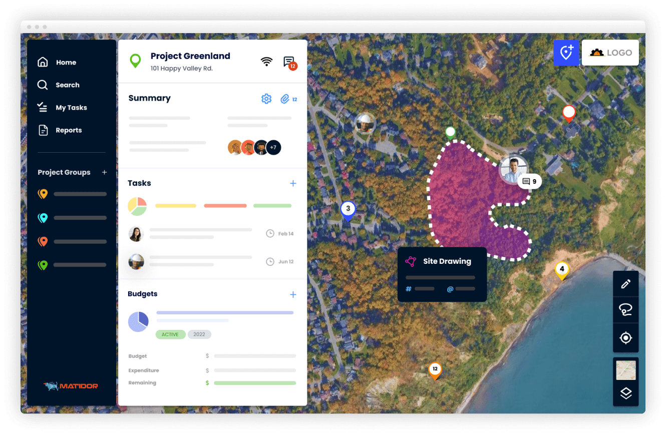 a screen capture of matidor’s main dashboard for project greenland